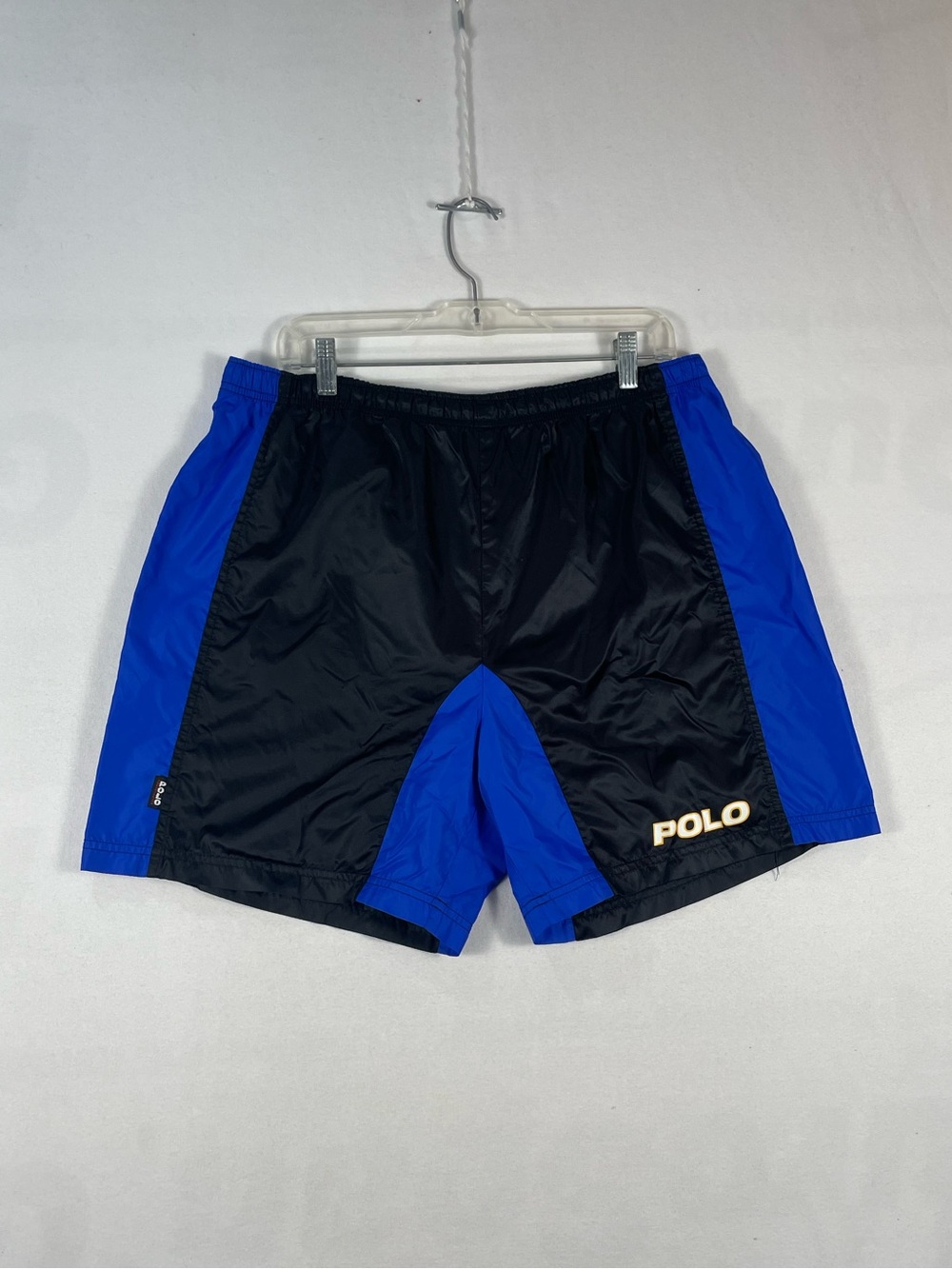 Vintage Polo Sport Ralph Lauren Royal Blue Black Nylon Shorts Sz L READ